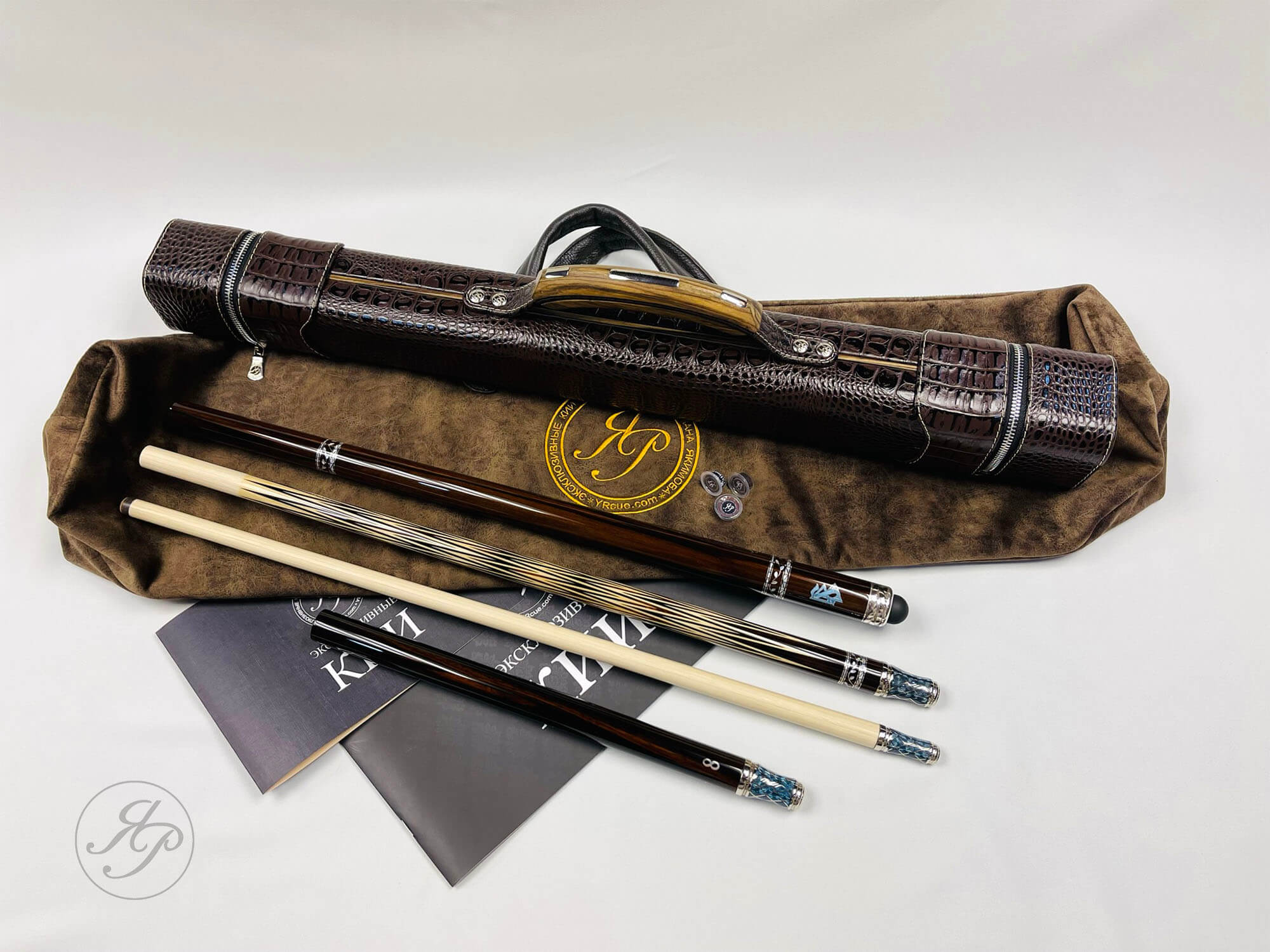 Кий ручной работы 8 из макассара с символом дианетики